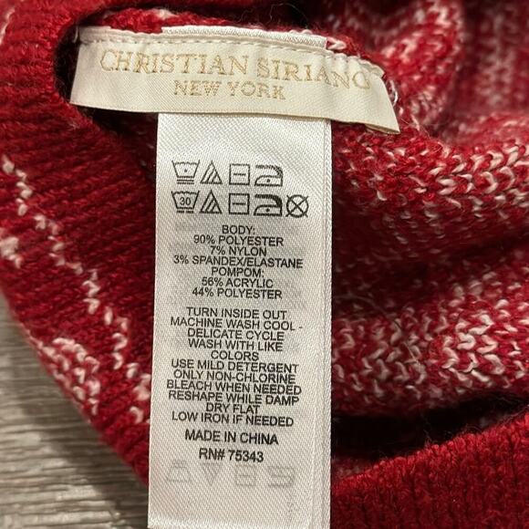 Bundle 2 Christian Siriano Women's Fair Isle Mockneck Sweater & Hat Red Size L - Picture 11 of 12